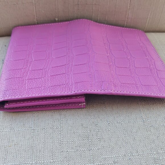 Passport Holder Pink Genuine Leather Purse Wallet Card Holder Multi Compartments - Picture 10 of 13